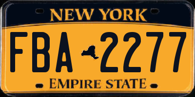NY license plate FBA2277