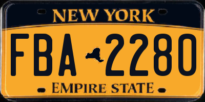NY license plate FBA2280