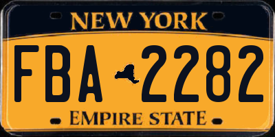 NY license plate FBA2282