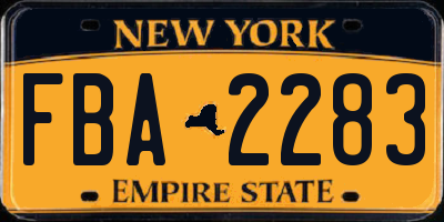 NY license plate FBA2283