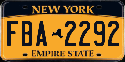 NY license plate FBA2292