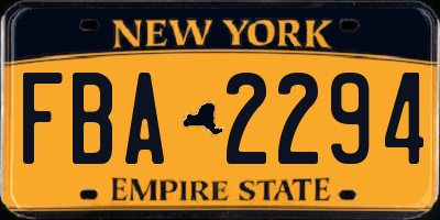 NY license plate FBA2294