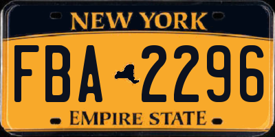 NY license plate FBA2296