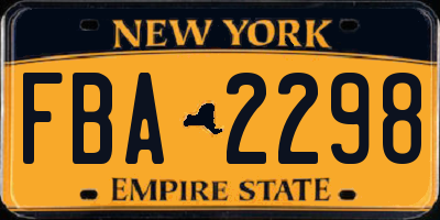 NY license plate FBA2298