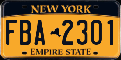 NY license plate FBA2301
