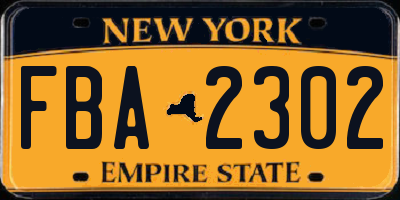 NY license plate FBA2302