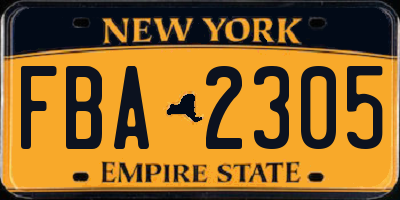 NY license plate FBA2305