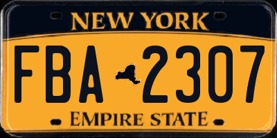 NY license plate FBA2307
