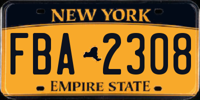NY license plate FBA2308