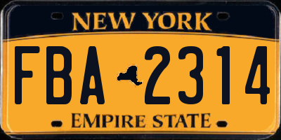 NY license plate FBA2314