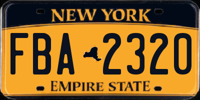 NY license plate FBA2320