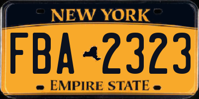 NY license plate FBA2323