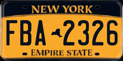 NY license plate FBA2326