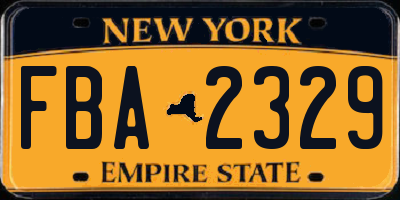 NY license plate FBA2329