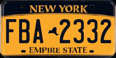 NY license plate FBA2332