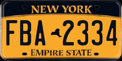 NY license plate FBA2334