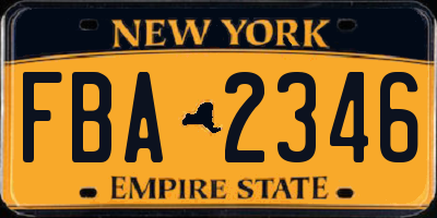 NY license plate FBA2346