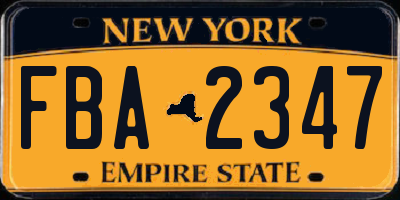 NY license plate FBA2347