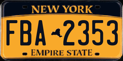 NY license plate FBA2353