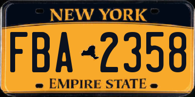 NY license plate FBA2358