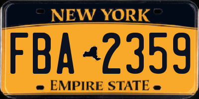 NY license plate FBA2359