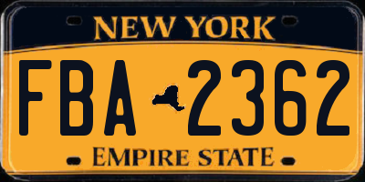 NY license plate FBA2362