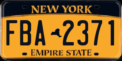 NY license plate FBA2371