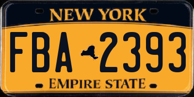 NY license plate FBA2393