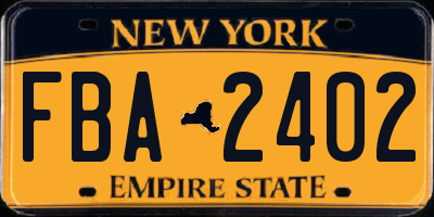 NY license plate FBA2402