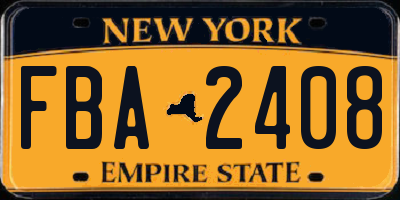 NY license plate FBA2408