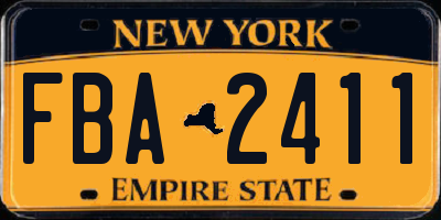 NY license plate FBA2411
