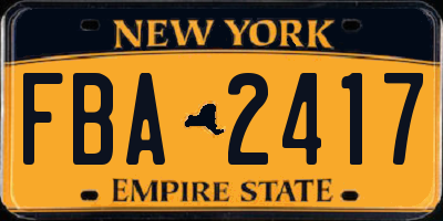 NY license plate FBA2417