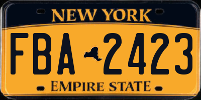 NY license plate FBA2423
