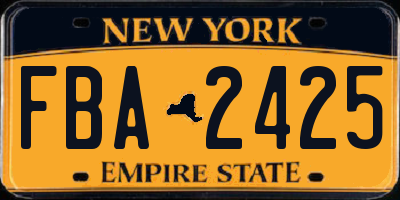 NY license plate FBA2425