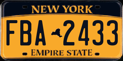 NY license plate FBA2433