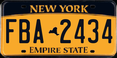 NY license plate FBA2434