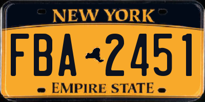 NY license plate FBA2451