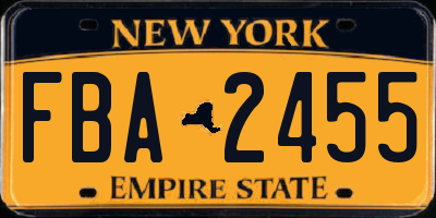 NY license plate FBA2455