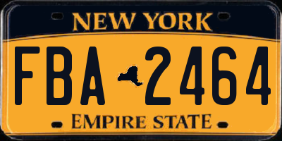 NY license plate FBA2464