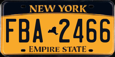 NY license plate FBA2466