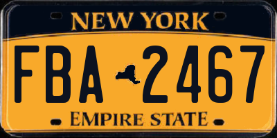 NY license plate FBA2467