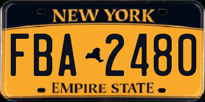 NY license plate FBA2480