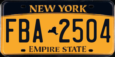 NY license plate FBA2504