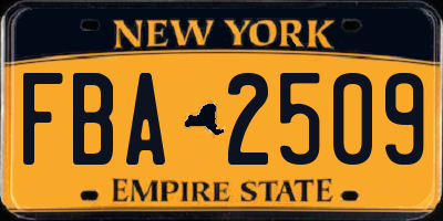 NY license plate FBA2509