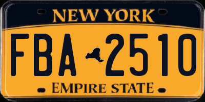 NY license plate FBA2510
