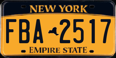 NY license plate FBA2517