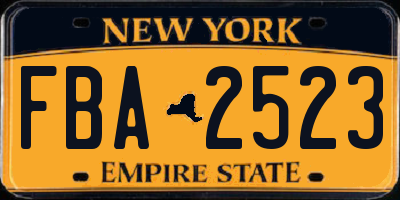 NY license plate FBA2523