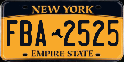 NY license plate FBA2525