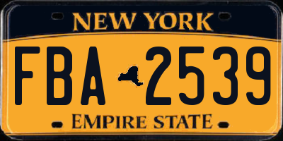 NY license plate FBA2539