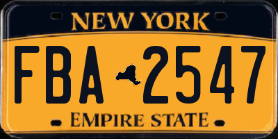 NY license plate FBA2547